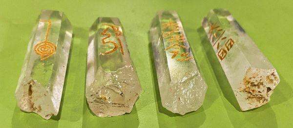 Clear Quartz Usui Reiki Wand Set With Velvet Purse