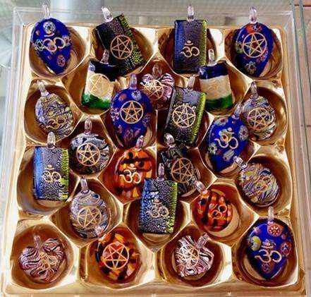 Om Engraved Glass Pendants - 40mm / 30mm