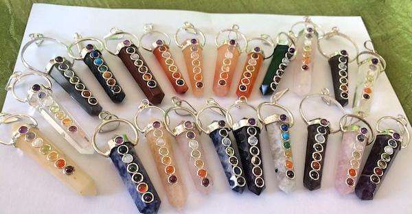 Rainbow Moonstone Chakra Pendants