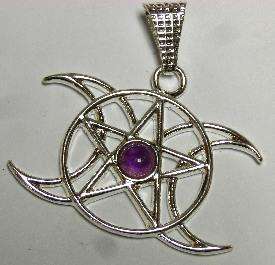 Triple Moon Pentacle with Amethyst