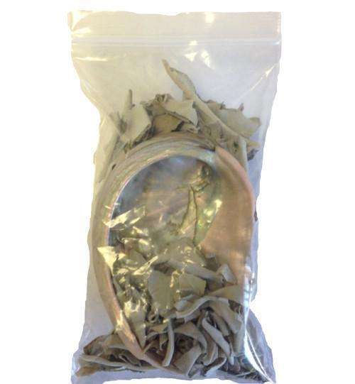 White Sage with Red Abalone Shell