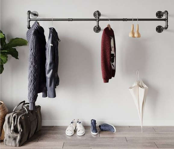 Heavy duty wall mounted clothing rail - 2000mm