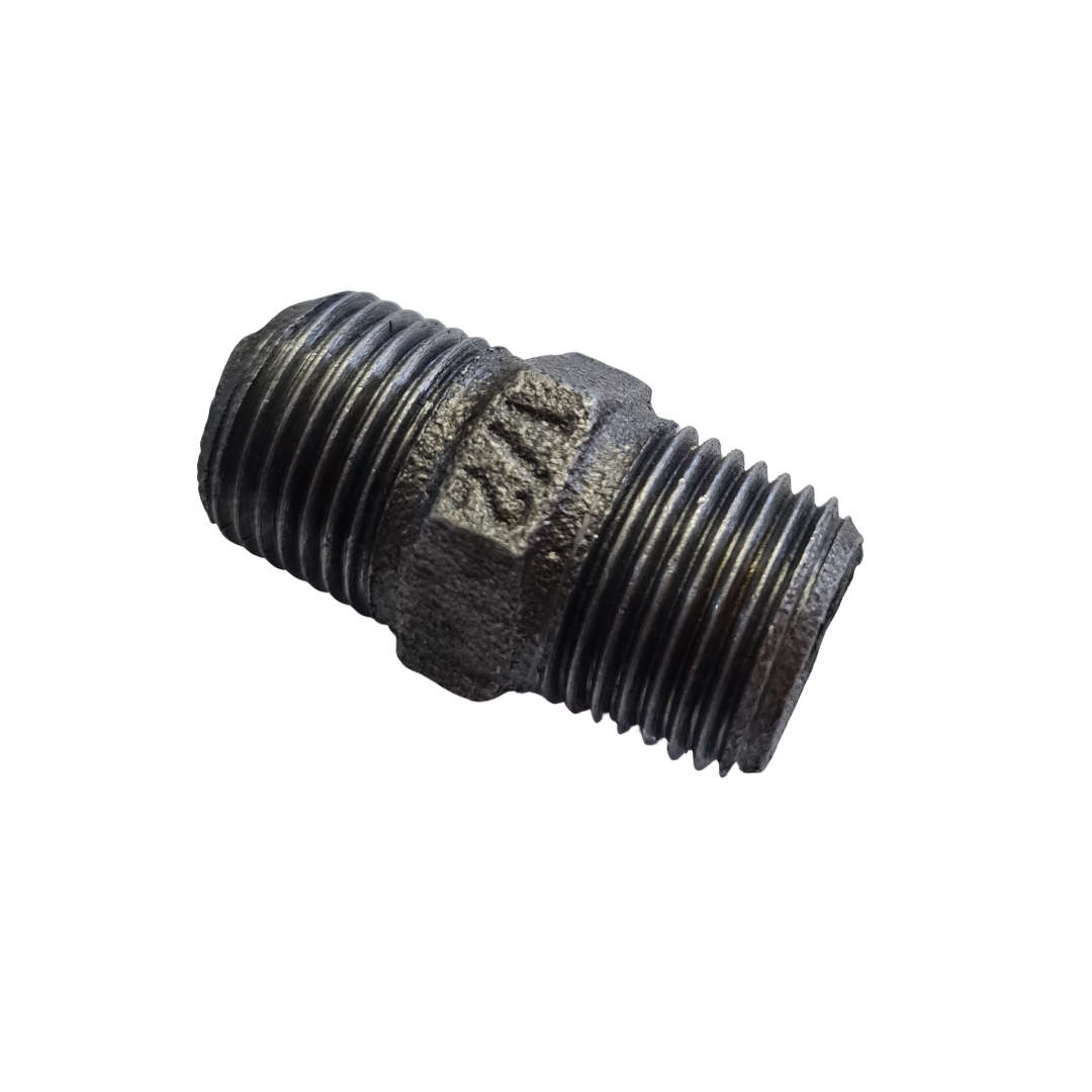 Nipple Hex Fitting Black/Uncoated - 15mm