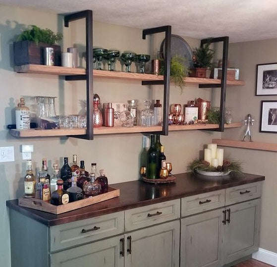 2 Tier 32mm square tubing E-shape shelf frames for 300mm wide wood