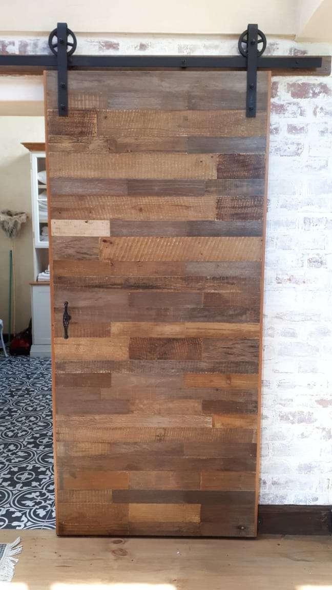 Premium Barn Door Hardware Kit incl 2m Rail - Vintage look 120mm Aluminium Spoke Wheel (no door i...