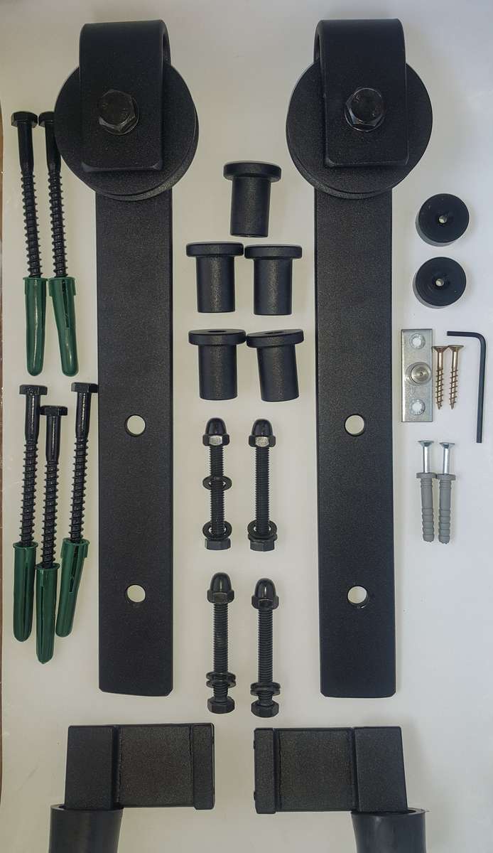Barn Door Hardware Kit incl 2m Rail - 70mm Aluminium Wheel