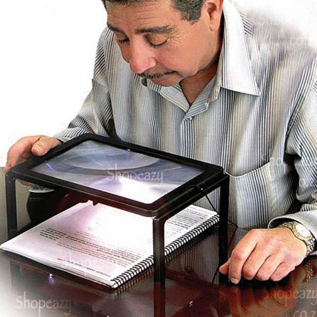 A4 Full Page Large Hands Magnifier Magnifying Glass Lens F Reading W/ Cord