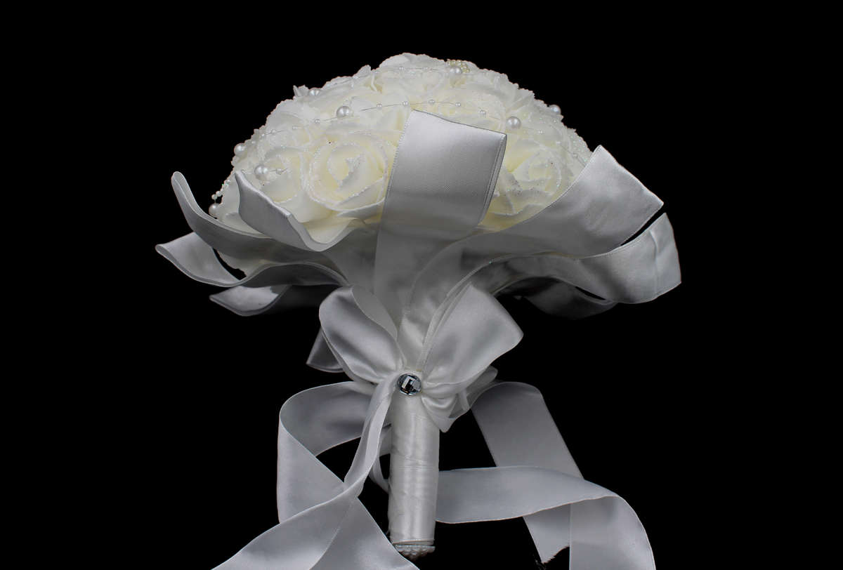WEDDING-CRYSTAL-BOUQUET-BRIDAL-BRIDESMAID-ARTIFICIAL-FOAM-FAKE-ROSE&SILK