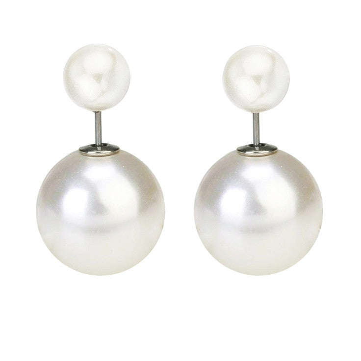 Two-sided Pearl Earrings. - one size fits all / pearl