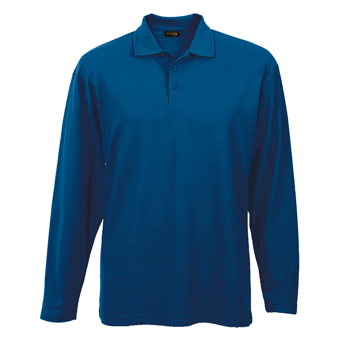 BARRON Mens Long Sleeve Pique Knit Golfer - Royal / S
