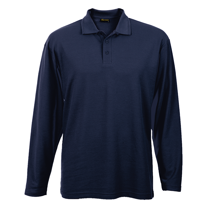 BARRON Mens Long Sleeve Pique Knit Golfer - Navy / S