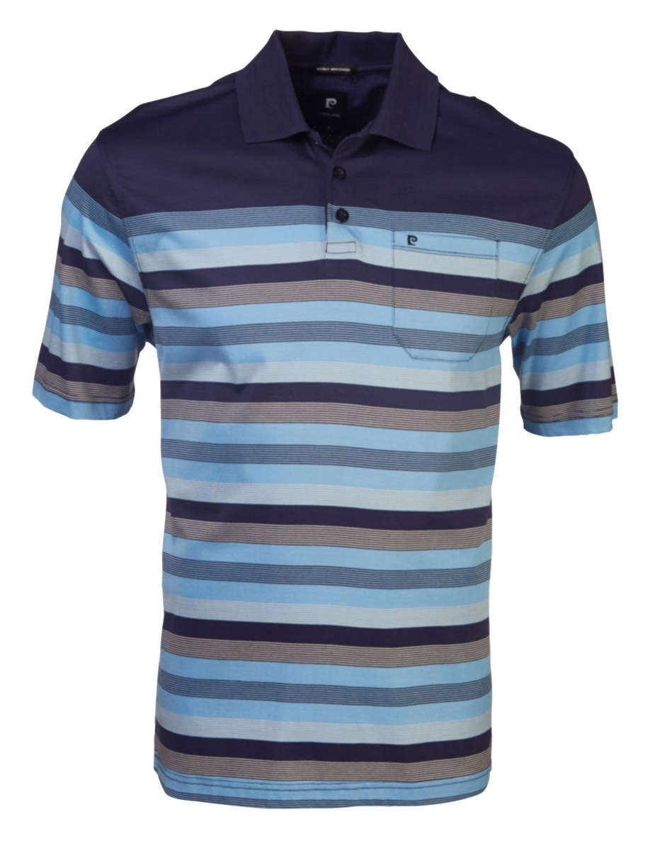 Dominique Pierre Cardin Mens Golf Shirt - Wide Stripe - Navy / L
