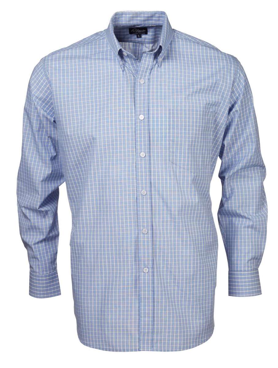 Rolando - K208 Mens Check L/S Lounge Shirt - Blue / 3XL
