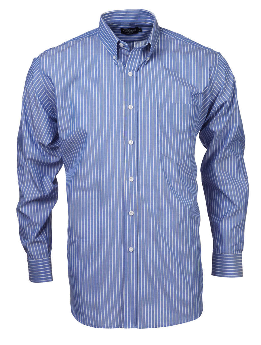 Rolando - N04 Mens Stripe L/S Lounge Shirt - French Blue / XL