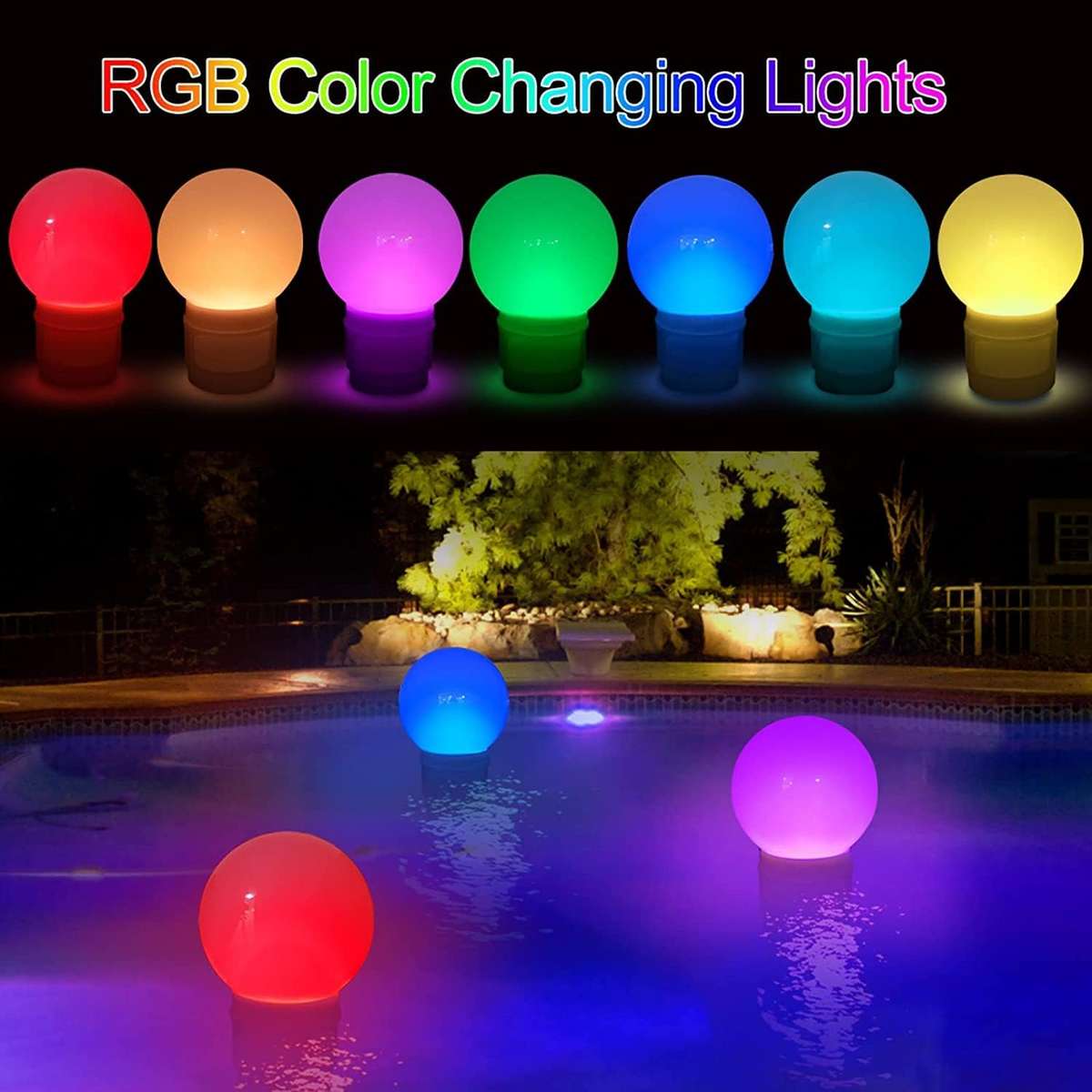 Solar LED RGB Solid Bulb Chlorine Floater