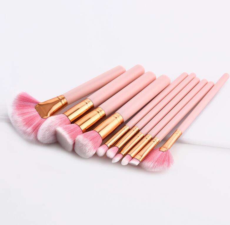 10-piece Pink Makeup Brush Set