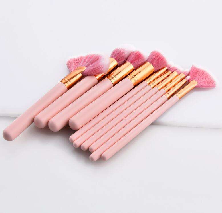 10-piece Pink Makeup Brush Set