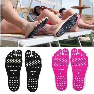 2 Pairs of Beach Stick-On Waterproof Soles - M / Hot Pink