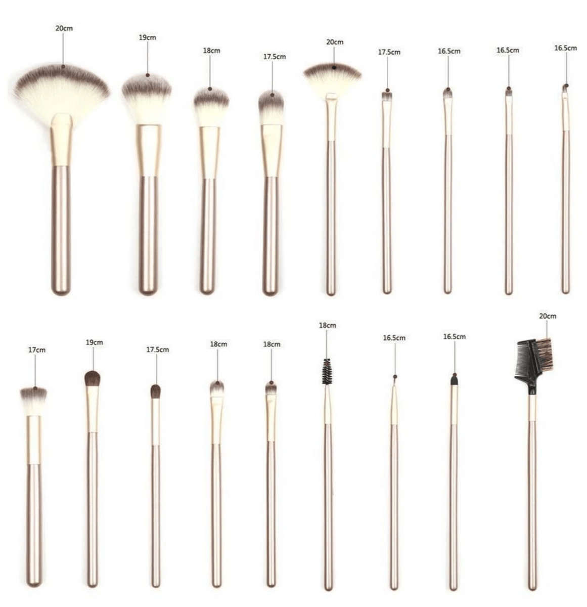 24 Piece Champagne Gold Makeup Brushes Set