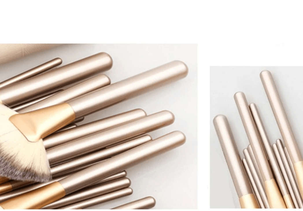 24 Piece Champagne Gold Makeup Brushes Set