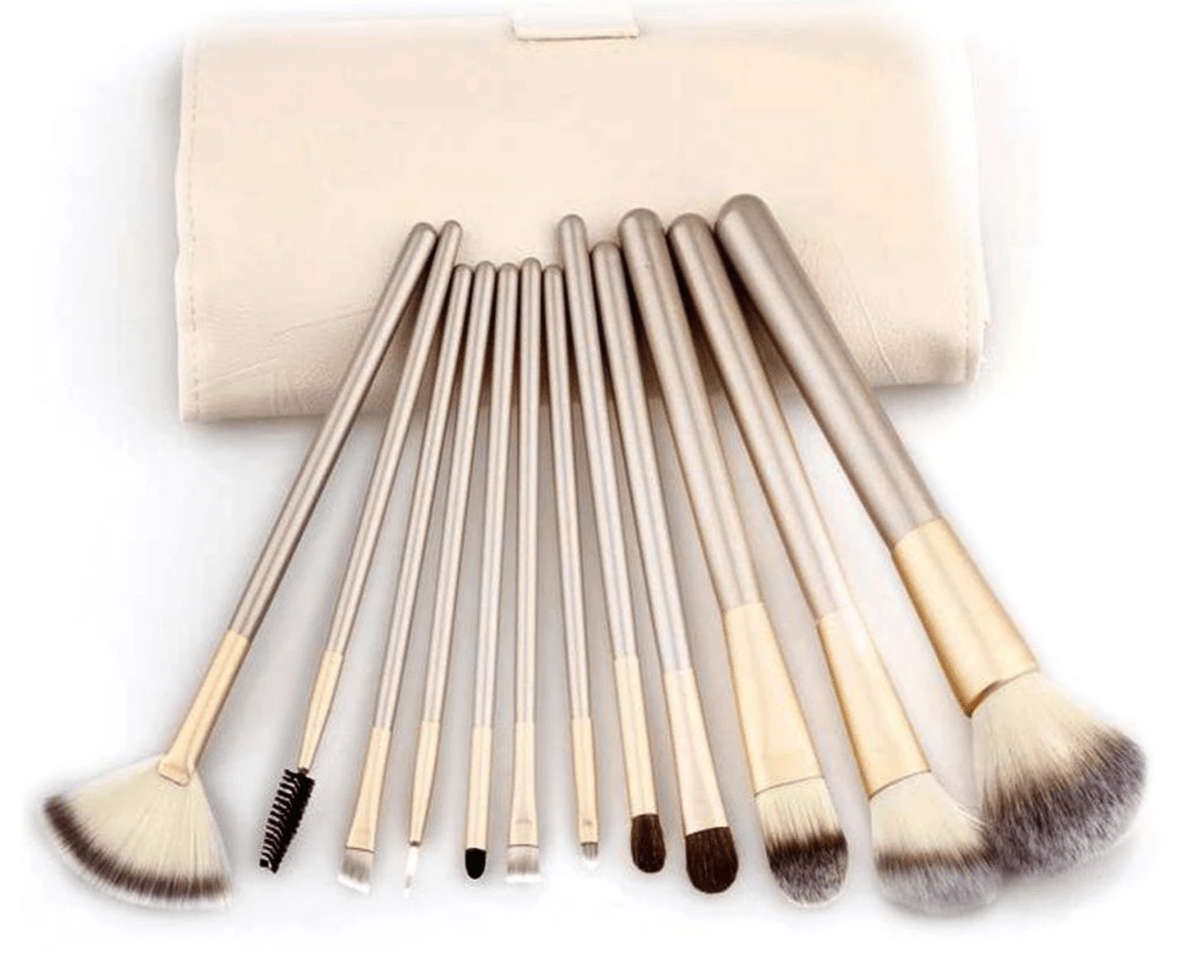 24 Piece Champagne Gold Makeup Brushes Set