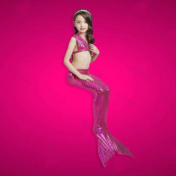 3 Piece Kids Hot Pink Mermaid Bikini | JP18 - 120