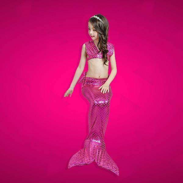 3 Piece Kids Hot Pink Mermaid Bikini | JP18 - 120