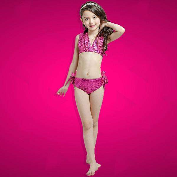3 Piece Kids Hot Pink Mermaid Bikini | JP18 - 120