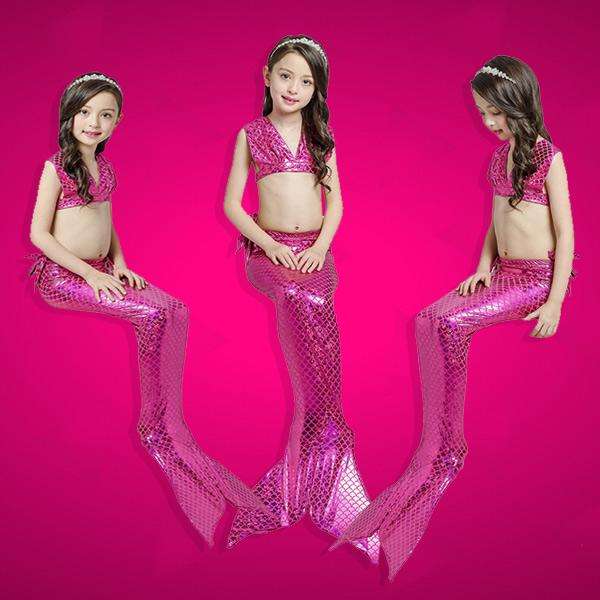 3 Piece Kids Hot Pink Mermaid Bikini | JP18 - 120