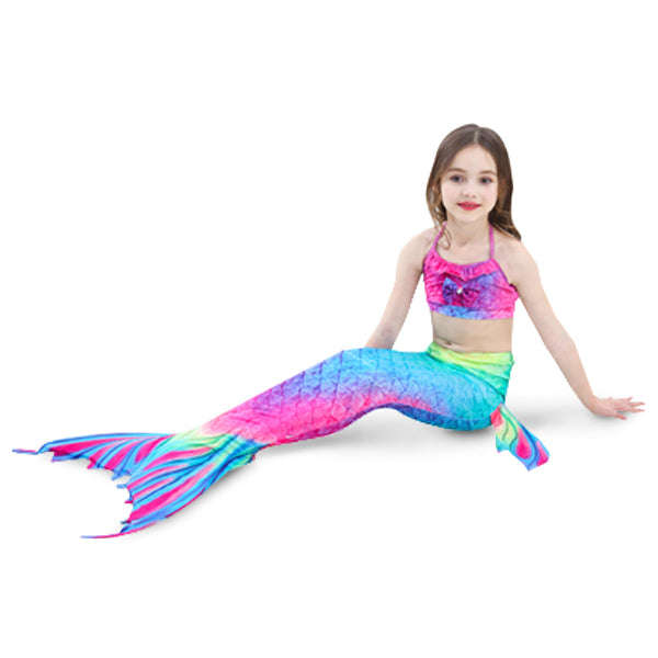 3 Piece Kids Multi-Colour Tones Mermaid Bikini | DH02 - 120