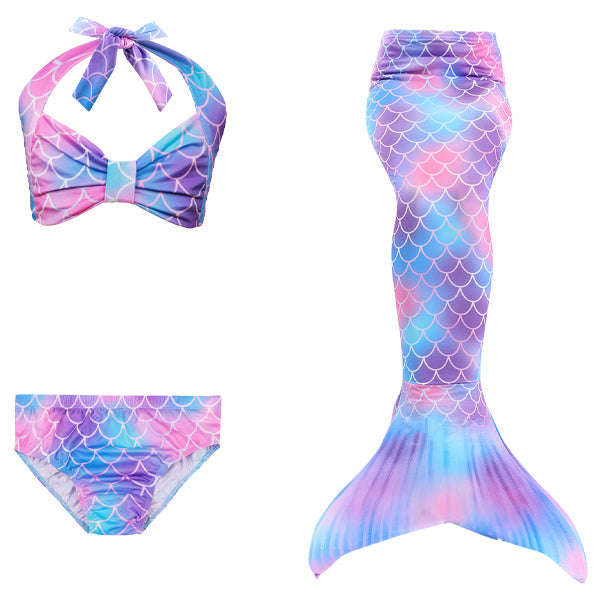 3 Piece Kids Multi-Colour Pink and Purple Mermaid Bikini | DH48 - 130