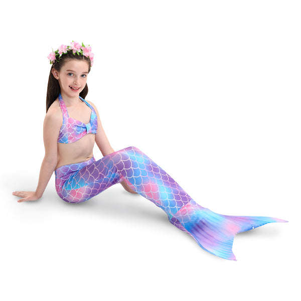 3 Piece Kids Multi-Colour Pink and Purple Mermaid Bikini | DH48 - 130
