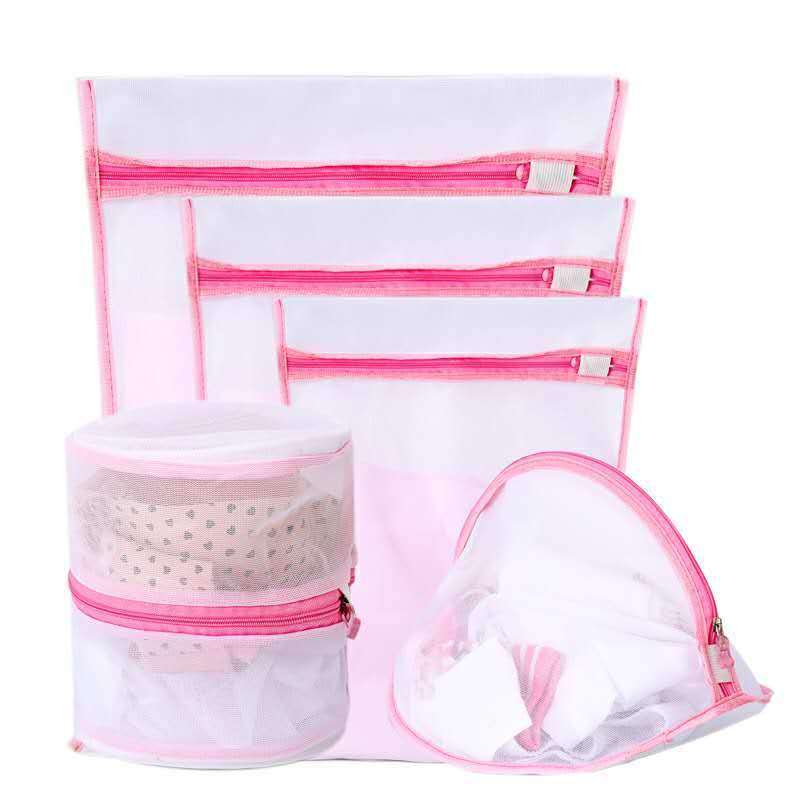 5 pieces Mesh Laundry bag set - Pink