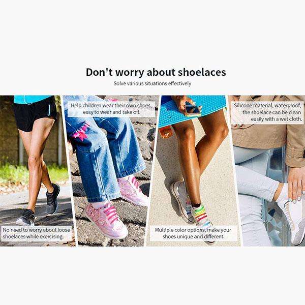 Pair of Silicone Travel Shoeslaces - Blue