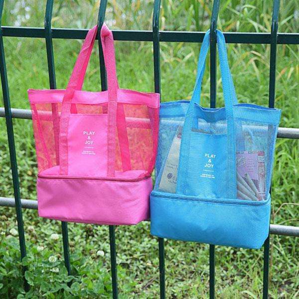 Beach and Picnic Tote Bag with Cooler - Blue or Green
