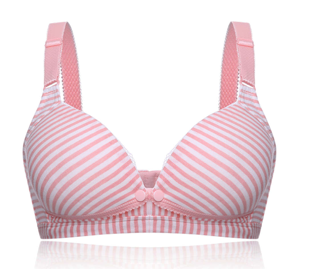 Comfy Cotton Nursing Bra - Grey Stripe / 85C