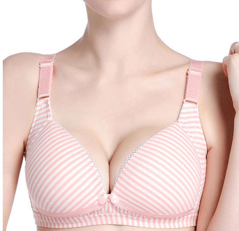 Comfy Cotton Nursing Bra - Grey Stripe / 85C