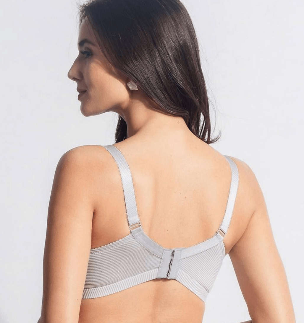 Comfy Cotton Nursing Bra - Grey Stripe / 85C