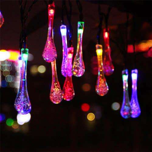 Iconix a 30-LED Solar Raindrop String Fairy Light - Warm White