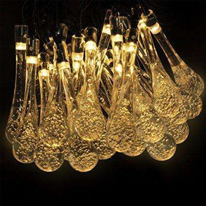 Iconix a 30-LED Solar Raindrop String Fairy Light - Warm White