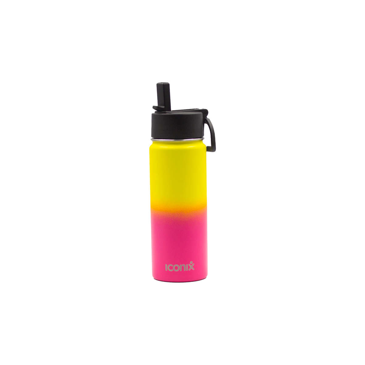 Iconix Yellow and Pink Stainless Steel Hot and Cold Flask -  Straw Lid - 540ml