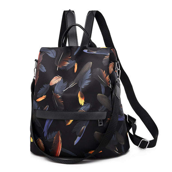 Ladies 3-Way Water-Resistant Anti-Theft Backpack  Feathered Beauty