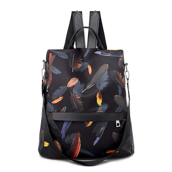 Ladies 3-Way Water-Resistant Anti-Theft Backpack  Feathered Beauty