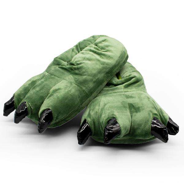 Ladies Adult Dinosaur Slippers - Female / Dark Green