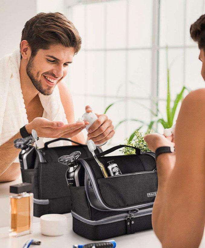 Large Waterproof Hanging Travel Toiletry Bag - Sky Blue