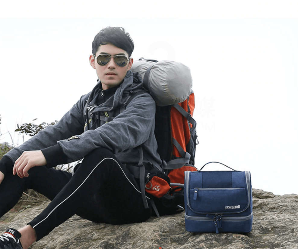 Large Waterproof Hanging Travel Toiletry Bag - Sky Blue