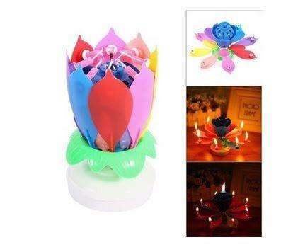 Musical Flower Rotating Birthday Candles - Multi Colour