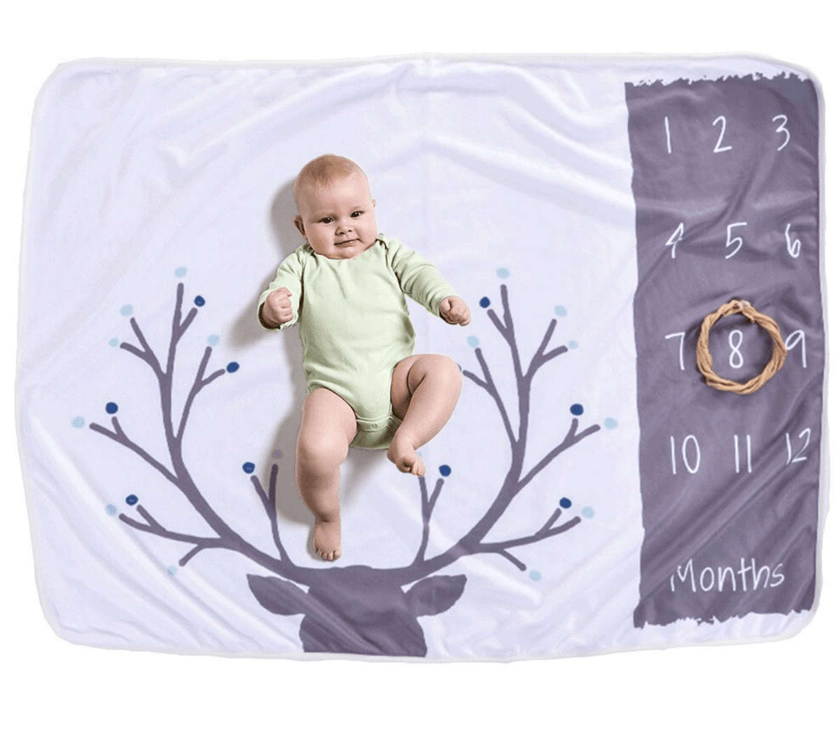 Newborn Baby Monthly Milestone Blanket - Floral Printed