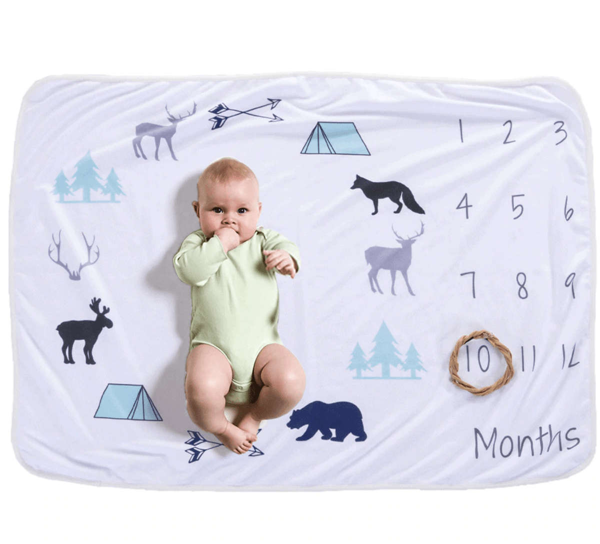 Newborn Baby Monthly Milestone Blanket - Floral Printed