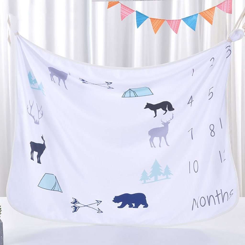 Newborn Baby Monthly Milestone Blanket - Floral Printed